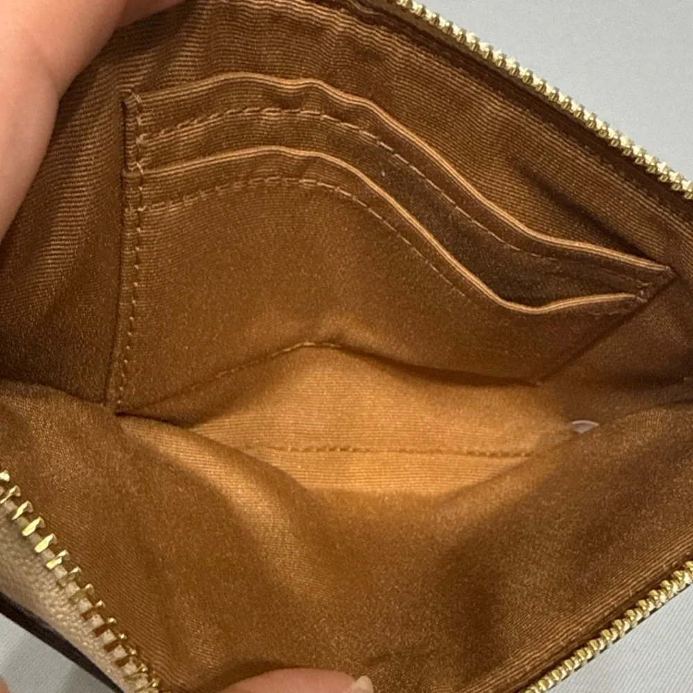 Coach Beige and Tan Monogram Wristlet